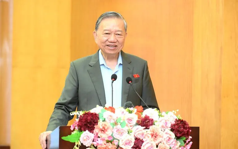 Tổng Bí thư Tô Lâm phát biểu tại Hội nghị xúc cử tri thành phố Hà Nội. Ảnh: Nhân Dân