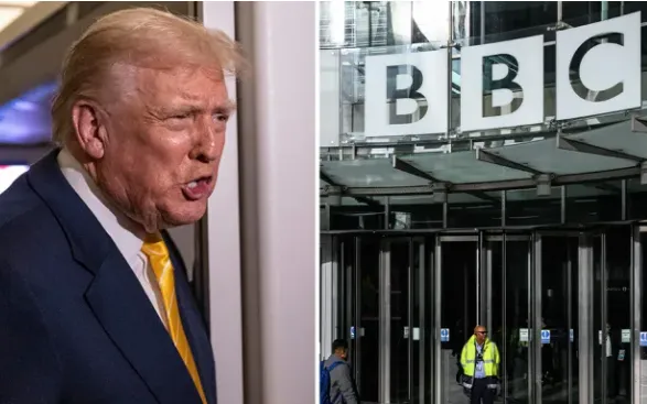 Tổng thống Mỹ Donald Trump và trụ sở BBC tại London, Anh
(Ảnh: Getty)

