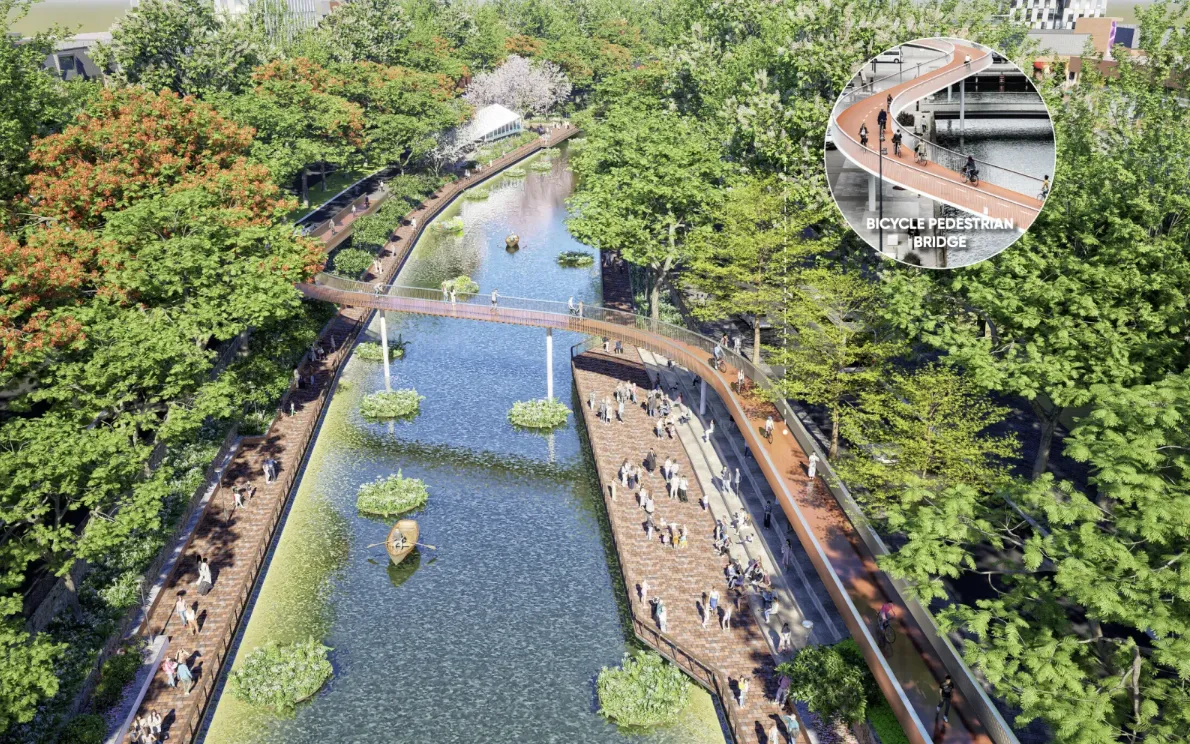 Phối cảnh sông Tô Lịch sau khi cải tạo