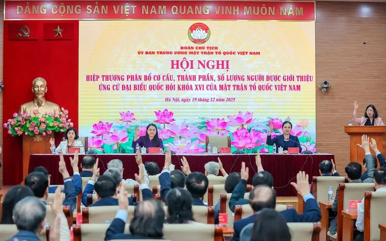 Hội nghị hiệp thương phân bổ cơ cấu, thành phần, số lượng người được giới thiệu ứng cử đại biểu Quốc hội khóa XVI của Mặt trận Tổ quốc Việt Nam.