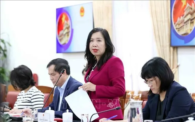 Thứ trưởng Bộ Ngoại giao Lê Thị Thu Hằng, Trưởng Tiểu ban Tuyên truyền và Văn hóa APEC 2027 chủ trì cuộc họp lần 1 của Tiểu ban. Ảnh: An Đăng/TTXVN
