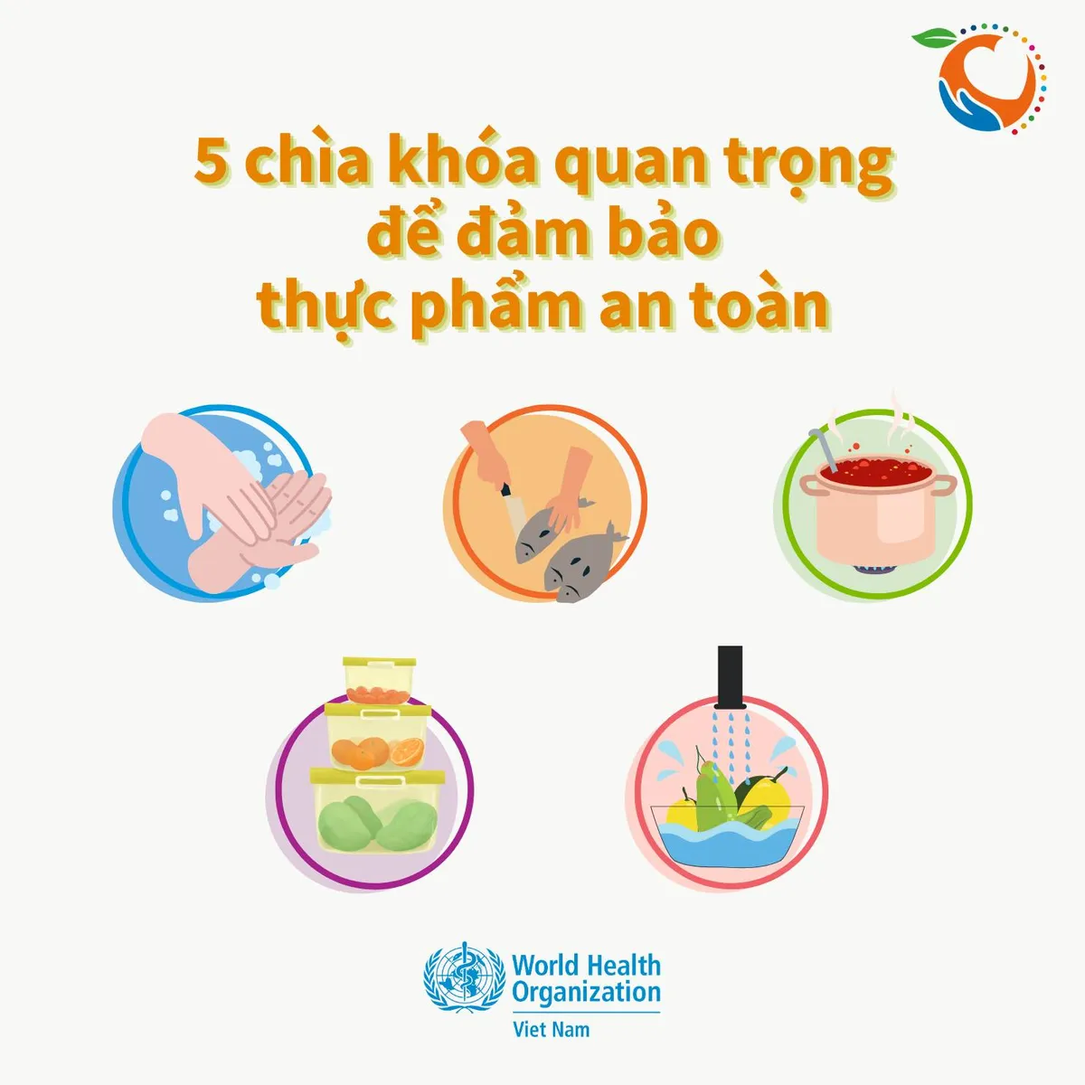Infographic: 5 ch&igrave;a kh&oacute;a quan trọng để đảm bảo an to&agrave;n thực phẩm- Ảnh 1.