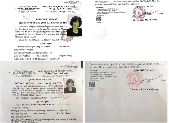 C&ocirc;ng an C&agrave; Mau truy n&atilde; Tổng Gi&aacute;m đốc AIC Nguyễn Thị Thanh Nh&agrave;n - Ảnh 1.