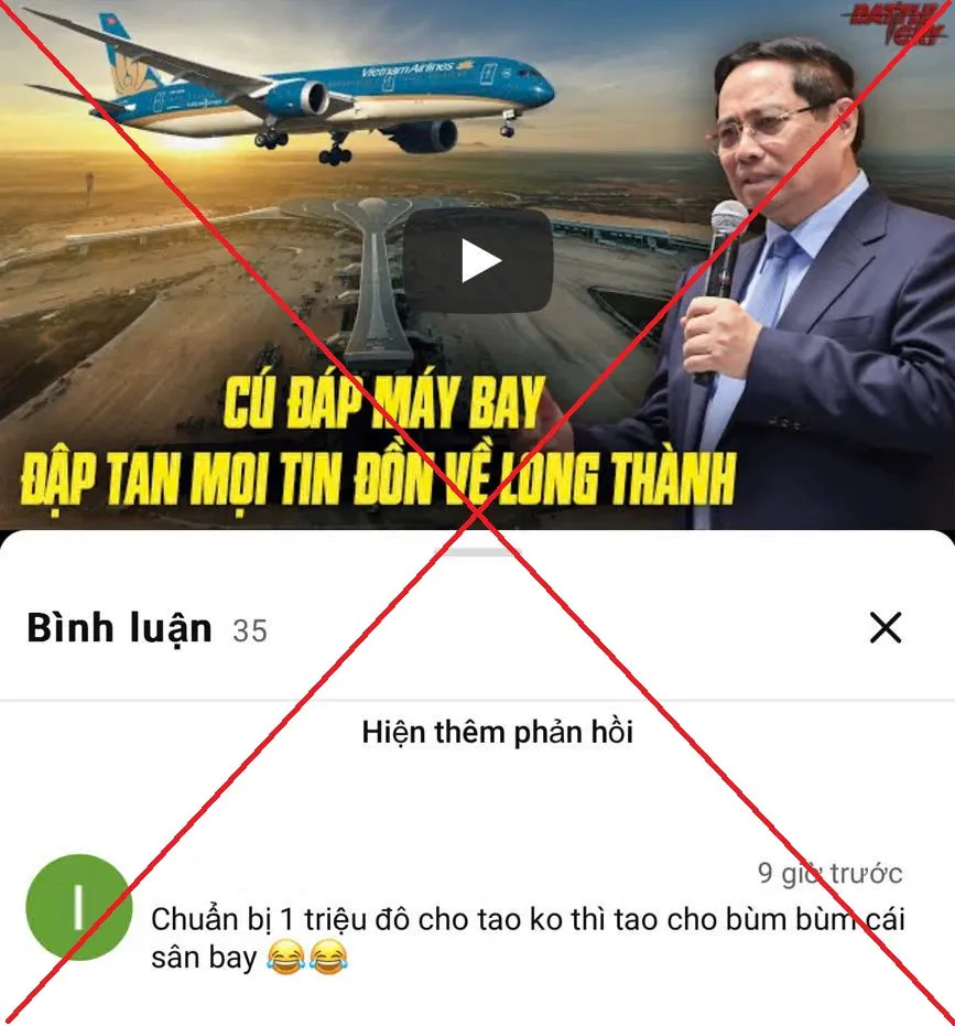 B&igrave;nh luận đe dọa đ&aacute;nh bom s&acirc;n bay Long Th&agrave;nh, đối tượng bị xử l&yacute;- Ảnh 1.