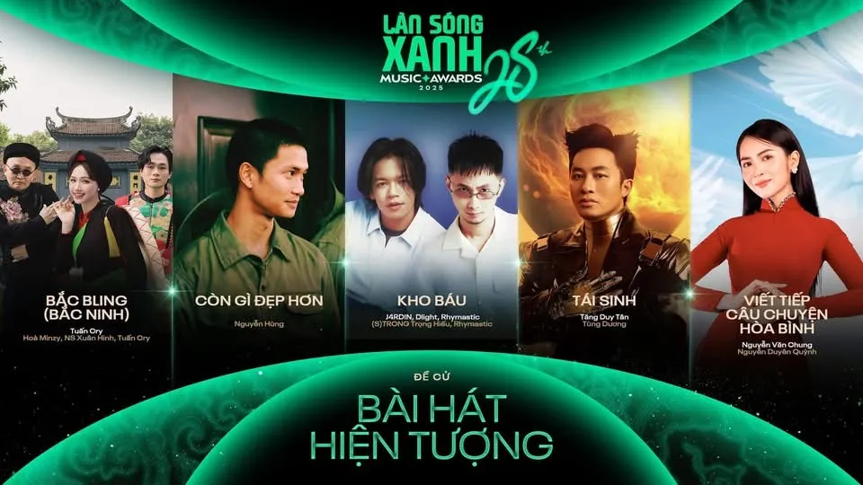 H&ograve;a Minzy v&agrave; Bắc Bling lập kỷ lục đề cử L&agrave;n S&oacute;ng Xanh 2025- Ảnh 1.