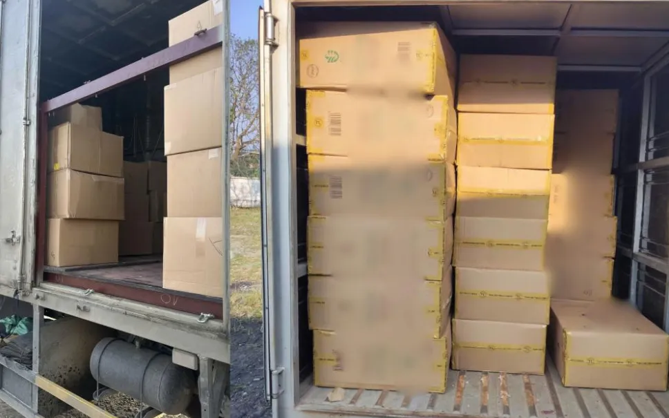 Lực lượng chức năng thu giữ 75 thùng thuốc lá giả tại xã Can Lộc khi đang phân phối cho các đại lý.