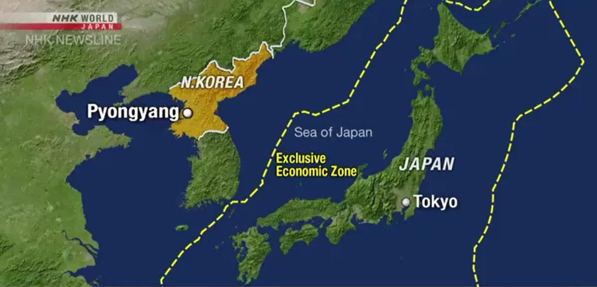 Hình ảnh mô tả khu vực Triều Tiên thực hiện vụ phóng tên lửa đạn đạo ngày 4/1/2025.