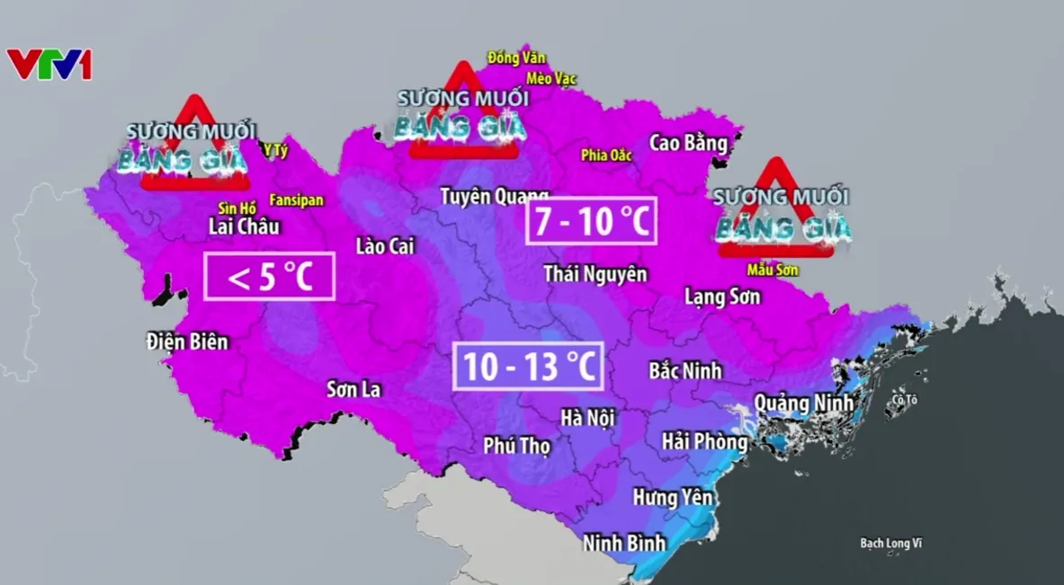 Bắc Bộ rét đậm diện rộng, vùng núi cao có nơi dưới 5 độ- Ảnh 1. Bắc Bộ rét đậm diện rộng, vùng núi cao có nơi dưới 5 độ- Ảnh 1.