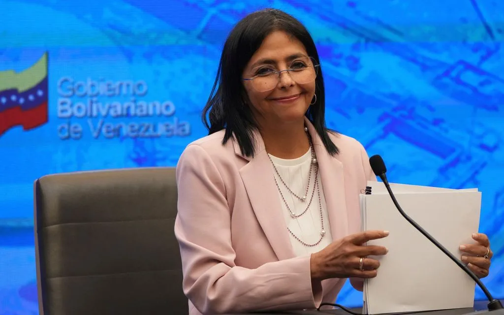 Phó Tổng thống Venezuela Delcy Rodríguez phát biểu tại Phủ Tổng thống Miraflores ở Caracas ngày 18/11/2024 (Ảnh: AP)