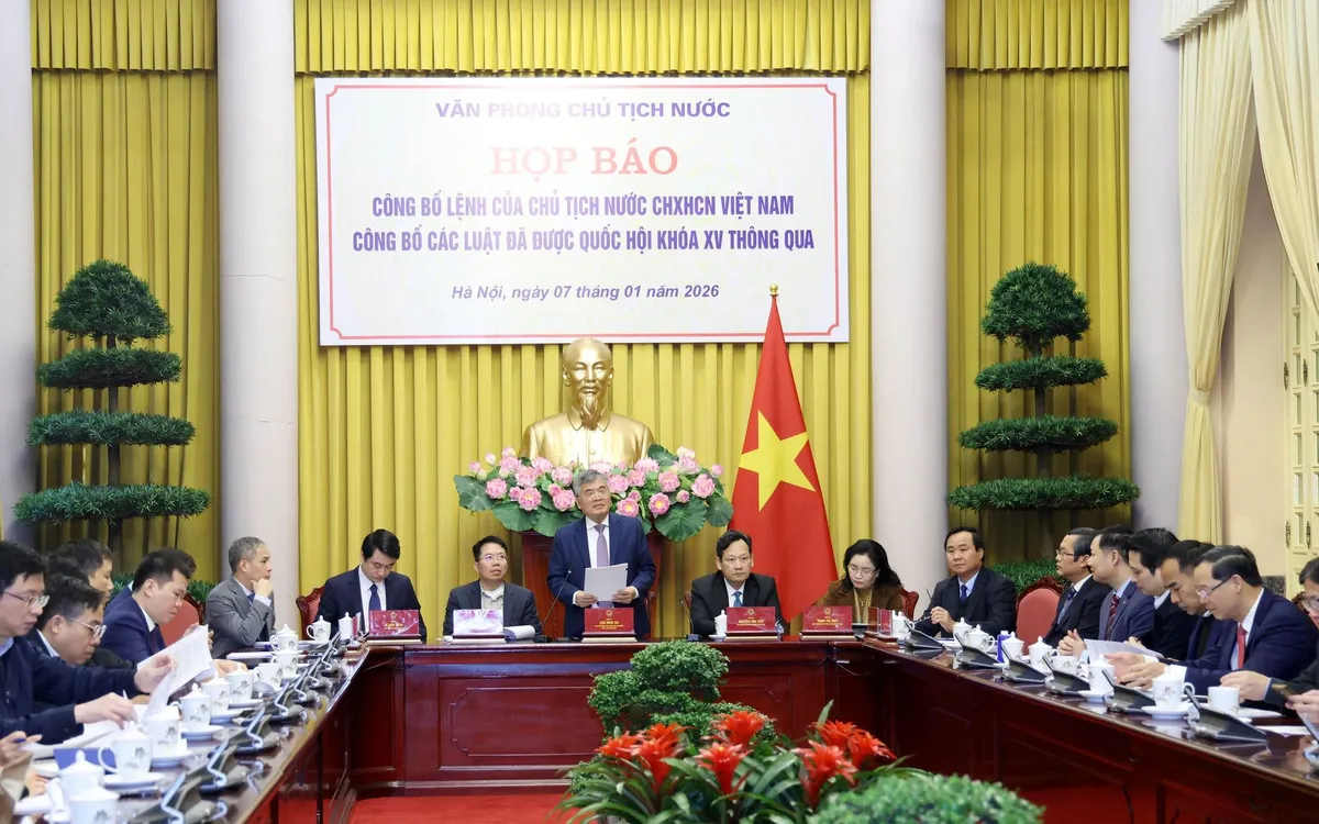 Văn phòng Chủ tịch nước tổ chức họp báo công bố Lệnh của Chủ tịch nước về 12 luật - Ảnh VGP