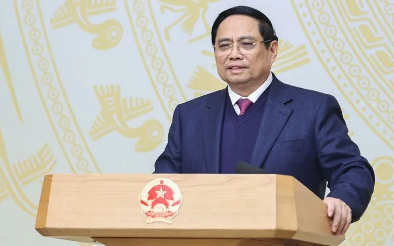 Thủ tướng Phạm Minh Chính phát biểu khai mạc Hội nghị toàn quốc thúc đẩy đầu tư công năm 2025 và năm 2026 - Ảnh: VGP