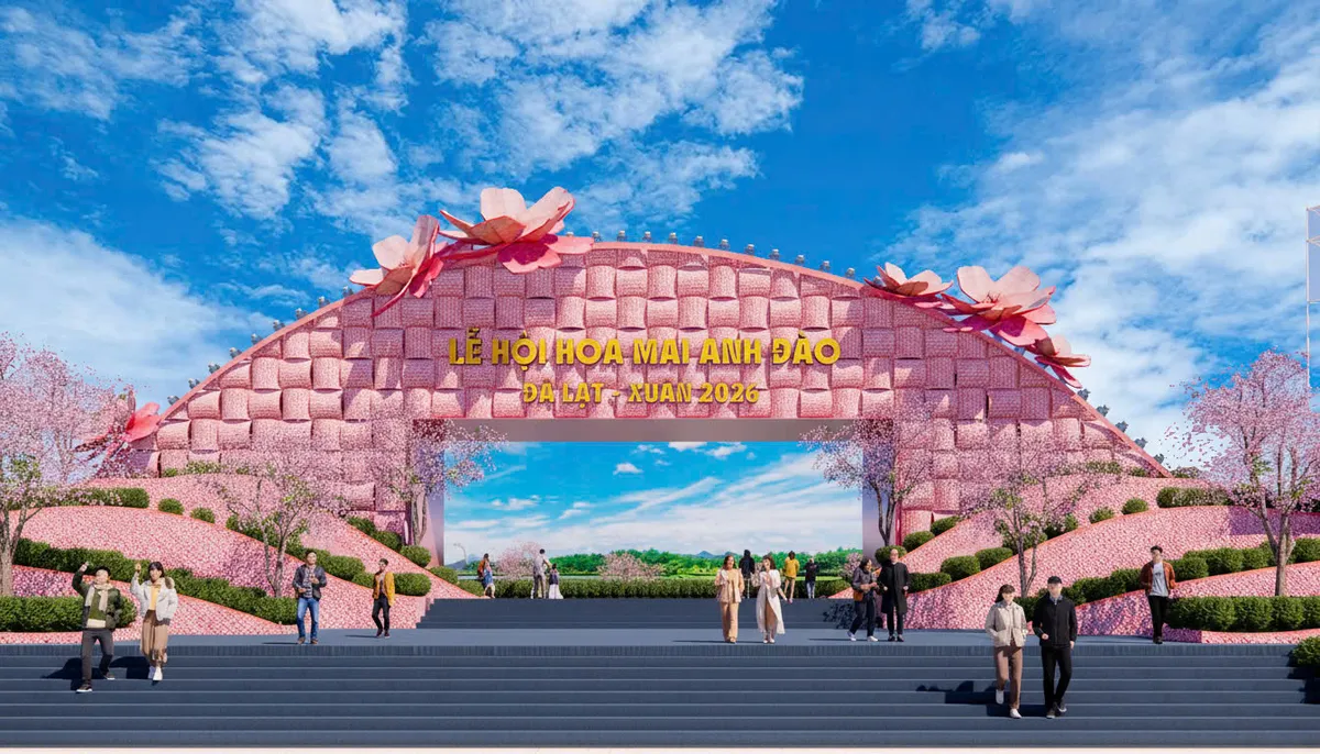 Nghệ sĩ hội tụ tại s&acirc;n khấu thực cảnh ho&agrave;ng tr&aacute;ng khai mạc Lễ hội hoa mai anh đ&agrave;o - Đ&agrave; Lạt Xu&acirc;n 2026- Ảnh 2.