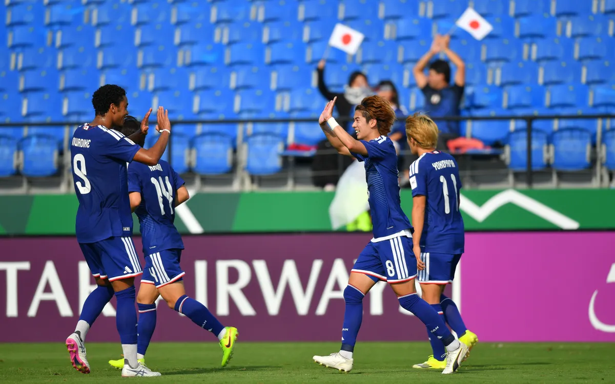 U23 Nhật Bản đang ở vào tình thế giống với U23 Việt Nam - có 2 trận đầu toàn thắng nhưng chưa chắc suất đi tiếp. (Ảnh: AFC).