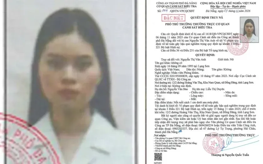 Nguyễn Thị Vân Anh bị Công an TP Đà Nẵng truy nã. 