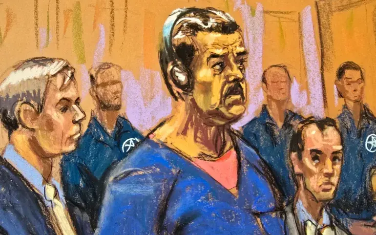 Hình ảnh phác thảo mô tả ông Maduro tại phiên tòa ở New York (Ảnh: AFP)