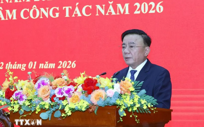 Thường trực Ban Bí thư Trần Cẩm Tú phát biểu chỉ đạo hội nghị. (Ảnh: Phương Hoa/TTXVN)