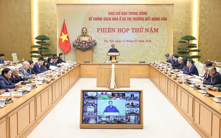 Thủ tướng Chính phủ Phạm Minh Chính, Trưởng Ban Chỉ đạo Trung ương về chính sách nhà ở và thị trường bất động sản chủ trì Phiên họp thứ 5 của Ban Chỉ đạo - Ảnh: VGP/Nhật Bắc