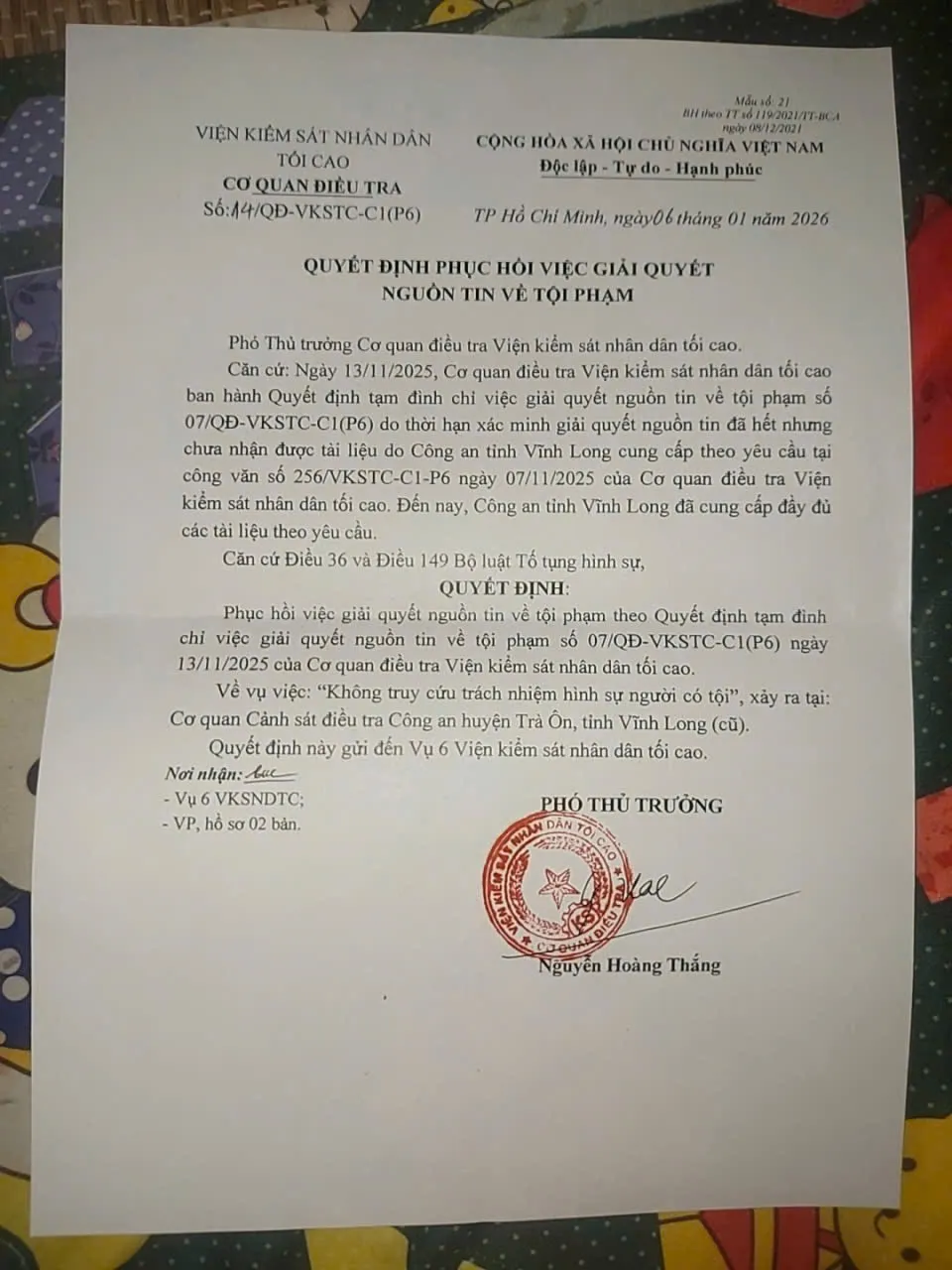 Vụ nữ sinh tử vong ở Vĩnh Long: Viện KSND Tối cao phục hồi điều tra - Ảnh 1.