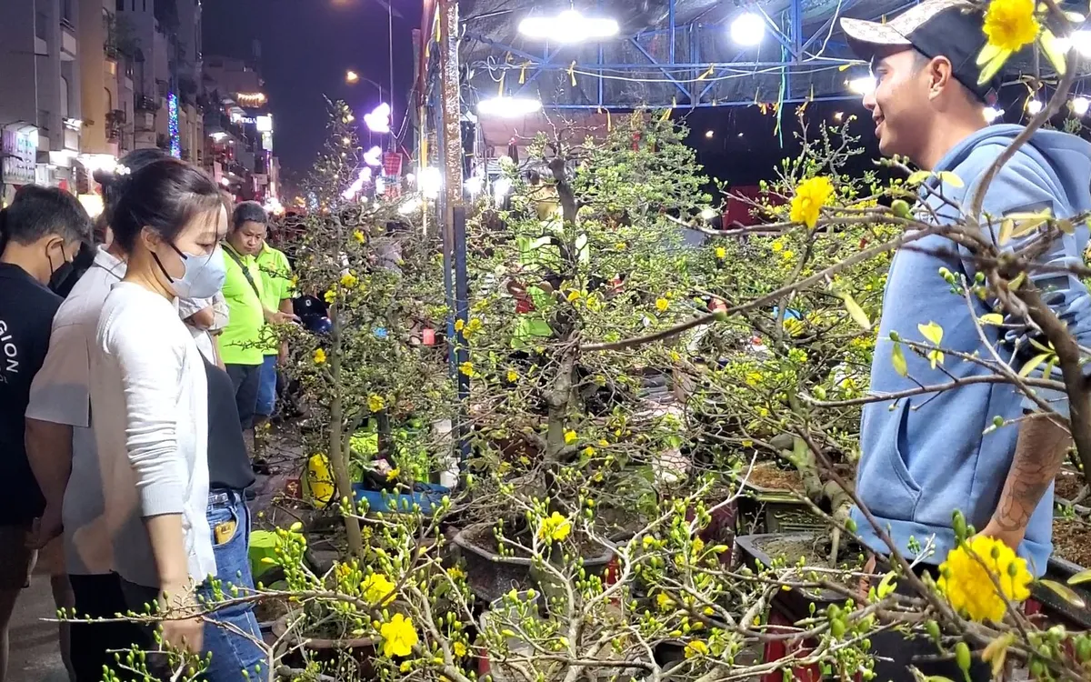 Người dân dạo chợ hoa Bến Bình Đông Tết 2025.