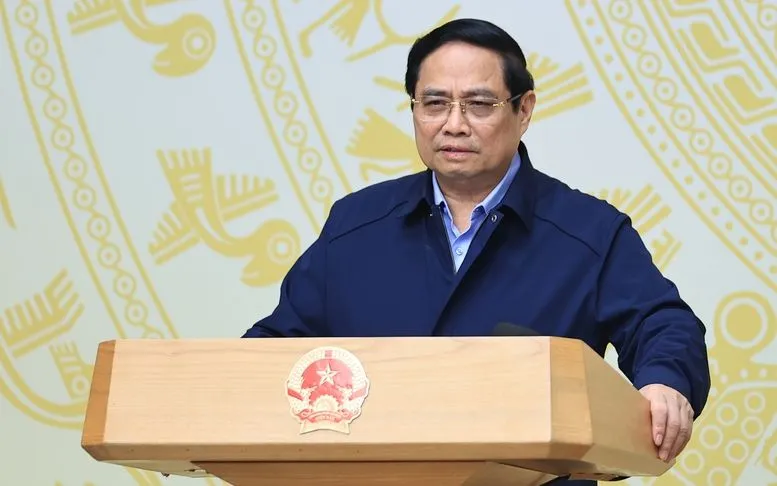 Thủ tướng Phạm Minh Chính phát biểu tại Hội nghị tổng kết "Chiến dịch Quang Trung". Ảnh: VGP