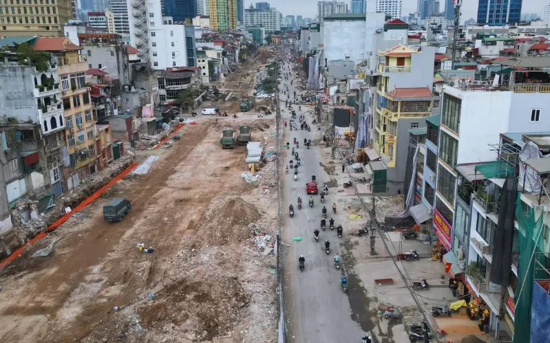 Dự án đường Vành đai 1 Hoàng Cầu - Voi Phục.  (Ảnh: Nhân dân)