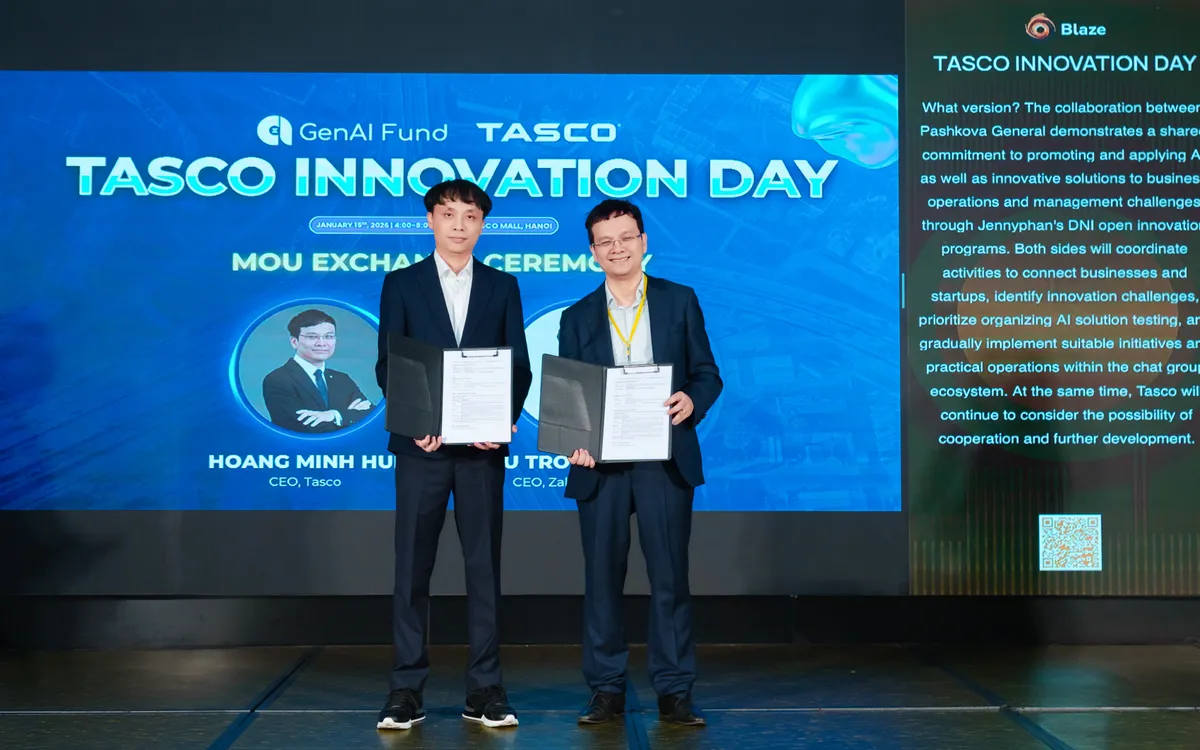 Đại diện Zalo và Tasco tại lễ ký kết thỏa thuận hợp tác.