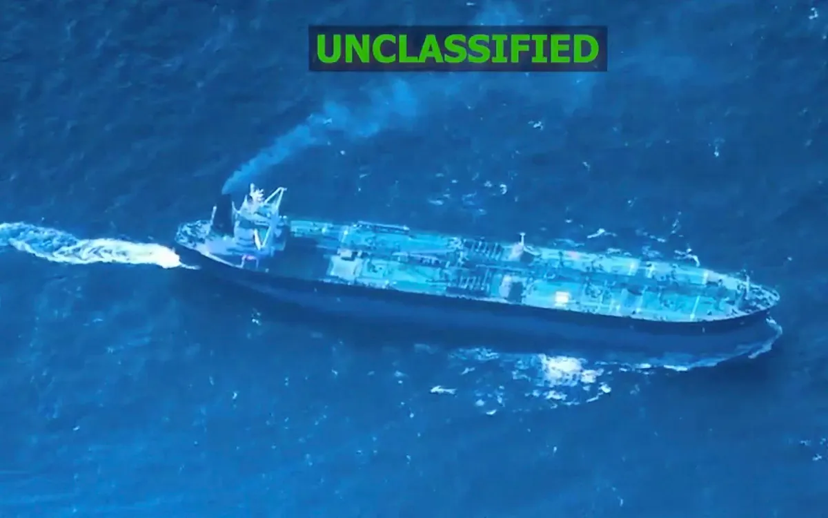 Ảnh do Bộ Tư lệnh miền Nam Hoa Kỳ cung cấp cho thấy tàu chở dầu Sagitta ở vùng biển Caribe (Ảnh: AFP)