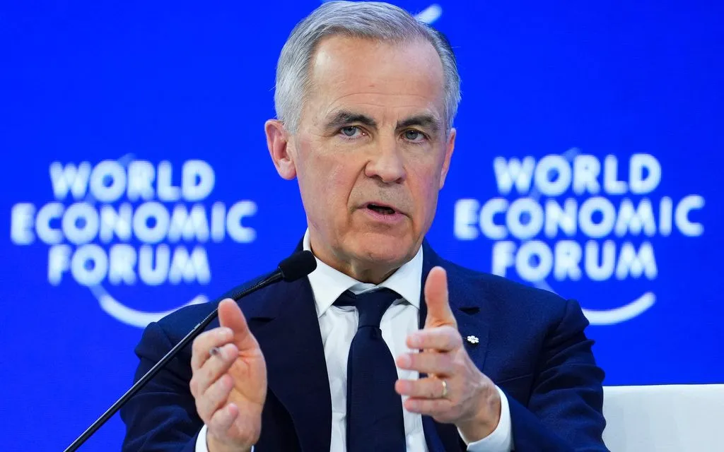 Thủ tướng Mark Carney phát biểu tại Diễn đàn Kinh tế Thế giới ở Davos, Thụy Sĩ, ngày 20/1/2026 (Ảnh: AP)