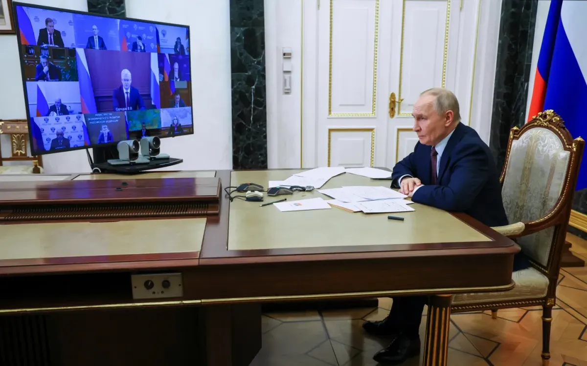Tổng thống Nga Vladimir Putin chủ trì một cuộc họp qua video tại Moscow, Nga, ngày 21/1/2026 (Ảnh: AP)