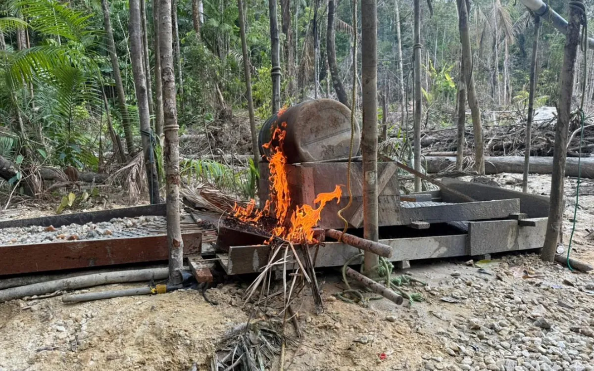 Khu khai thác vàng bất hợp pháp ở vùng Thượng Takutu-Thượng Essequibo của Guyana (Ảnh: AP)