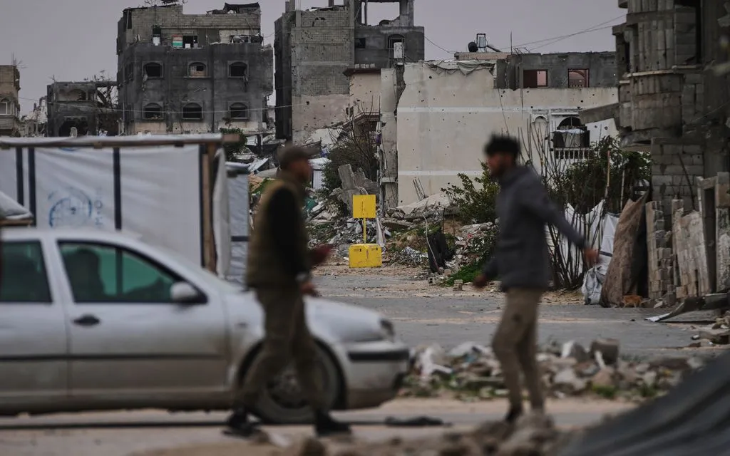 "Đường Vàng" - ranh giới phân chia Dải Gaza giữa khu vực do Israel kiểm soát và khu vực của Palestine - ở Khan Younis, Dải Gaza, ngày 22/1/2026 (Ảnh: AP)