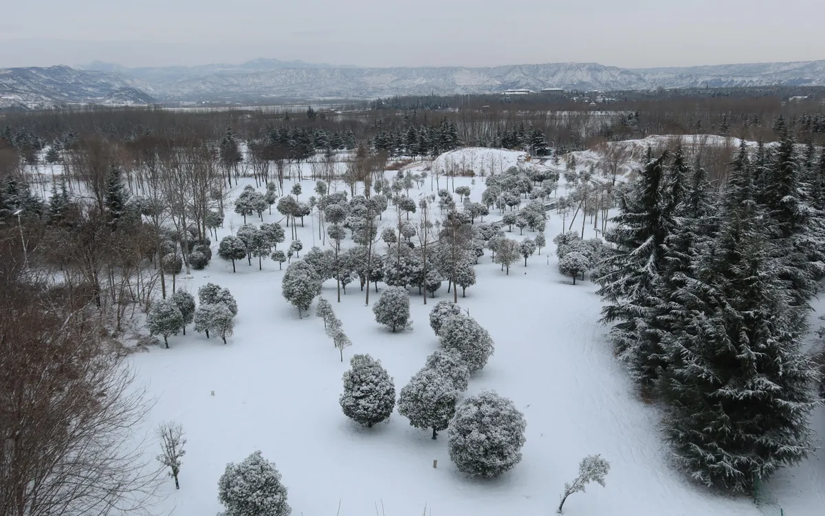 Tuyết phủ trắng cảnh quan tại thành phố Tam Môn Hiệp, tỉnh Hà Nam, Trung Quốc, ngày 20/1/2026. (Ảnh: Oriental Image/Reuters)