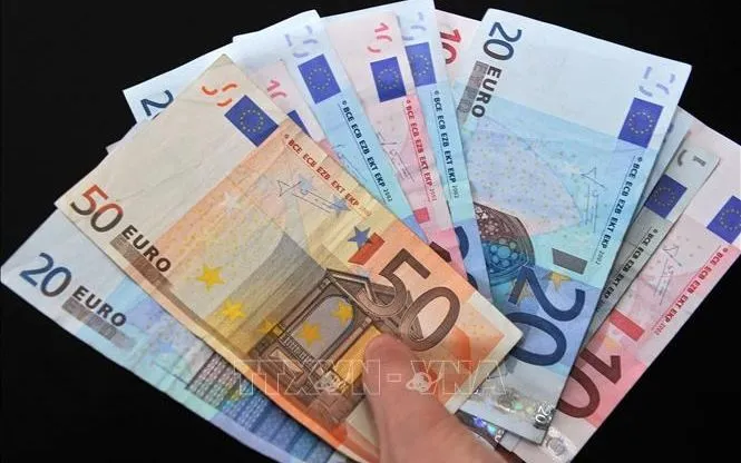 Các mệnh giá đồng euro. Ảnh: AFP/TTXVN
