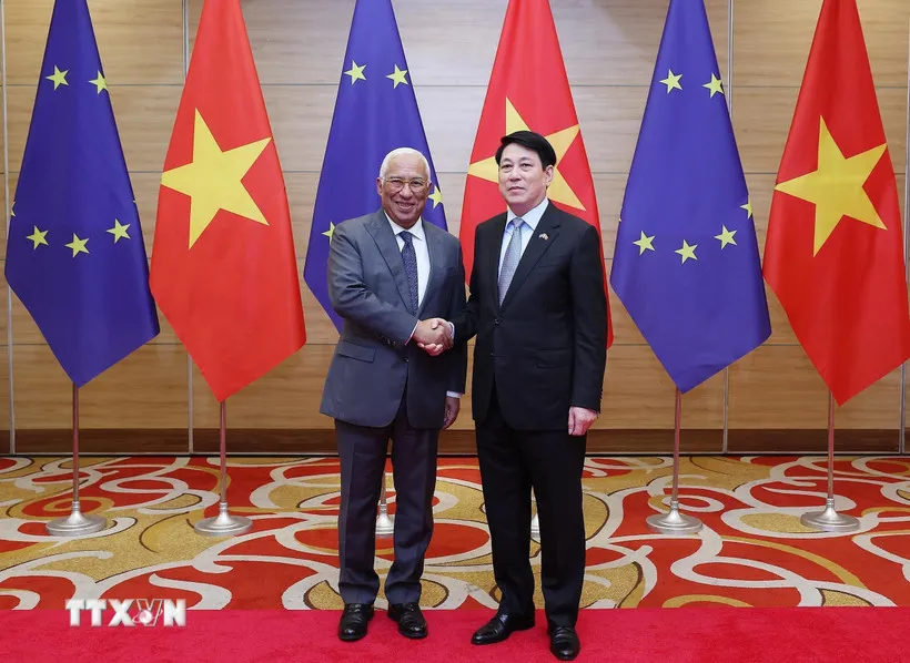 Chủ tịch nước chủ trì chiêu đãi trọng thể Chủ tịch Hội đồng châu Âu - Ảnh 1.