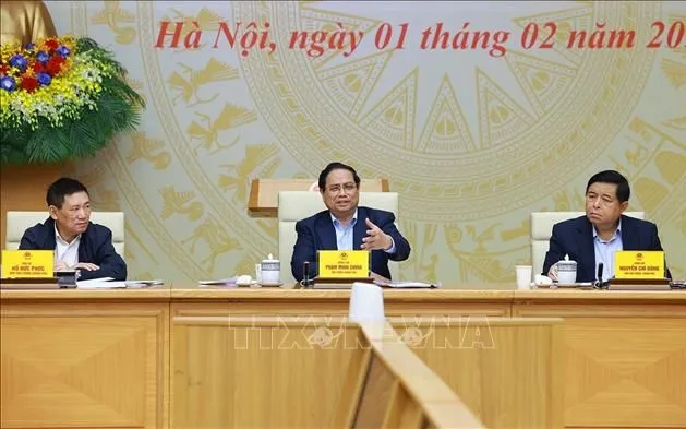 Thủ tướng Phạm Minh Chính chủ trì Phiên họp lần thứ nhất của BCĐ về phát triển kinh tế nhà nước. Ảnh: Dương Giang/TTXVN