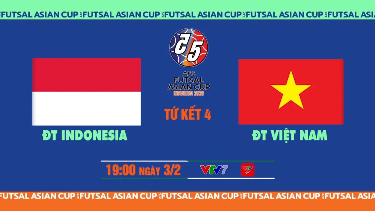 Lịch thi đấu và trực tiếp tứ kết futsal châu Á hôm nay 3/2: Tâm điểm ĐT Việt Nam vs ĐT Indonesia
- Ảnh 1.