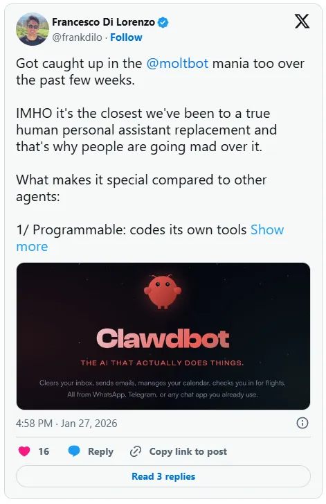 Moltbot g&acirc;y sốt giới c&ocirc;ng nghệ: Trợ l&yacute; AI đầy quyền năng nhưng tiềm ẩn rủi ro lớn- Ảnh 1.