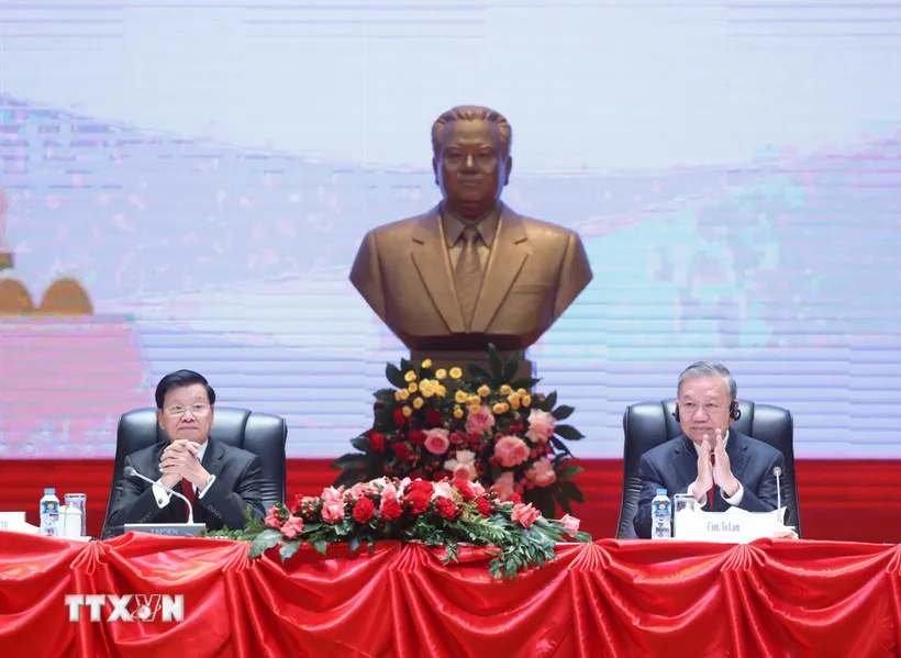 Tổng B&iacute; thư T&ocirc; L&acirc;m th&ocirc;ng b&aacute;o kết quả Đại hội XIV của Đảng Cộng sản Việt Nam tại L&agrave;o - Ảnh 2.