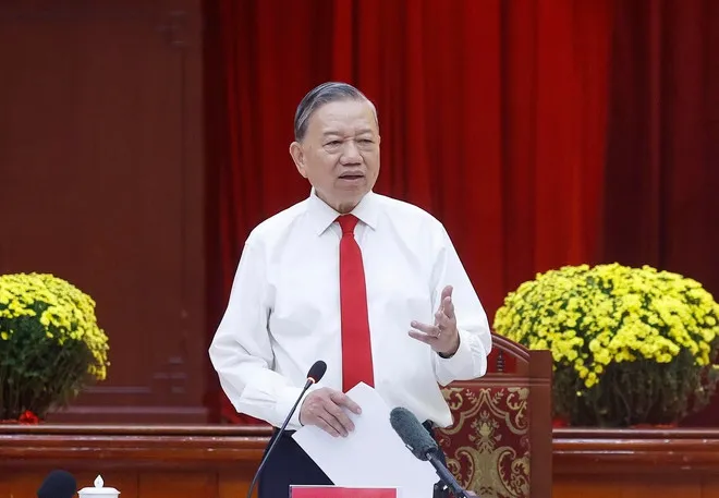 Tổng B&iacute; thư T&ocirc; L&acirc;m gặp mặt c&aacute;c đồng ch&iacute; nguy&ecirc;n Ủy vi&ecirc;n Trung ương Đảng khu vực ph&iacute;a Nam - Ảnh 3.