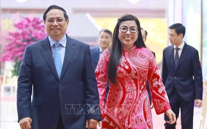 Thủ tướng Phạm Minh Chính và Phu nhân chủ trì tiệc chiêu đãi Đoàn Ngoại giao nhân dịp năm mới 2026 và đón Tết cổ truyền Bính Ngọ. Ảnh: Dương Giang/TTXVN