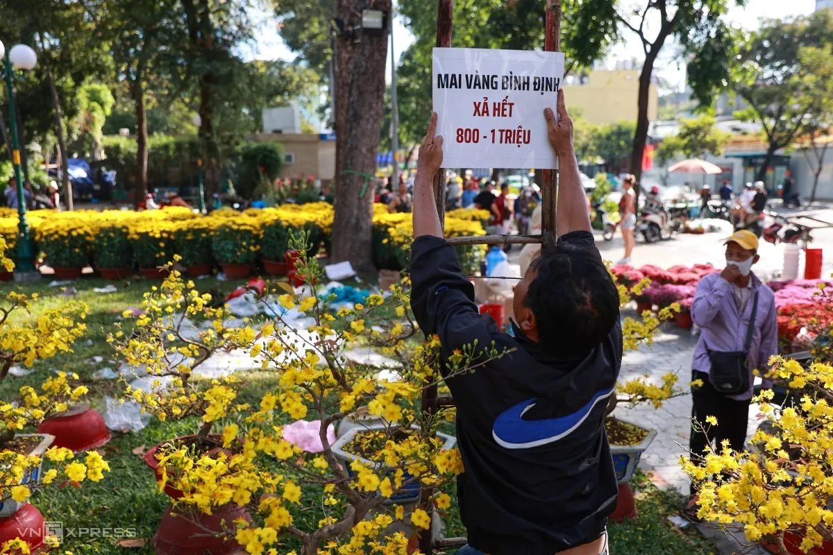 29 Tết, chợ hoa TP HCM đồng loạt “xả hàng”, giá giảm hơn một nửa- Ảnh 1. 29 Tết, chợ hoa TP HCM đồng loạt “xả hàng”, giá giảm hơn một nửa- Ảnh 1.