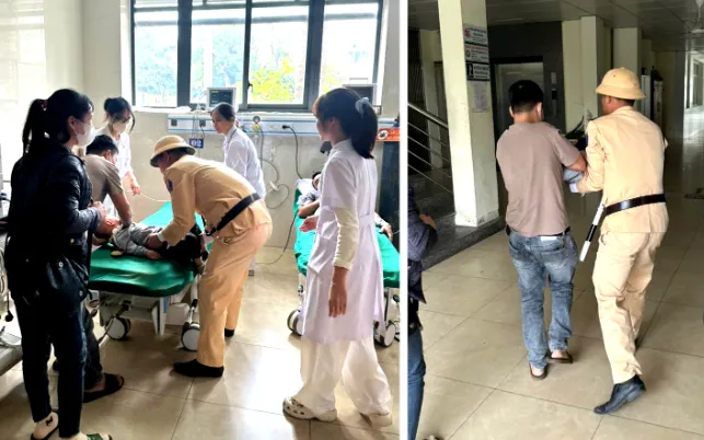 Lực lượng CSGT hỗ trợ kịp thời đưa cháu bé đi cấp cứu