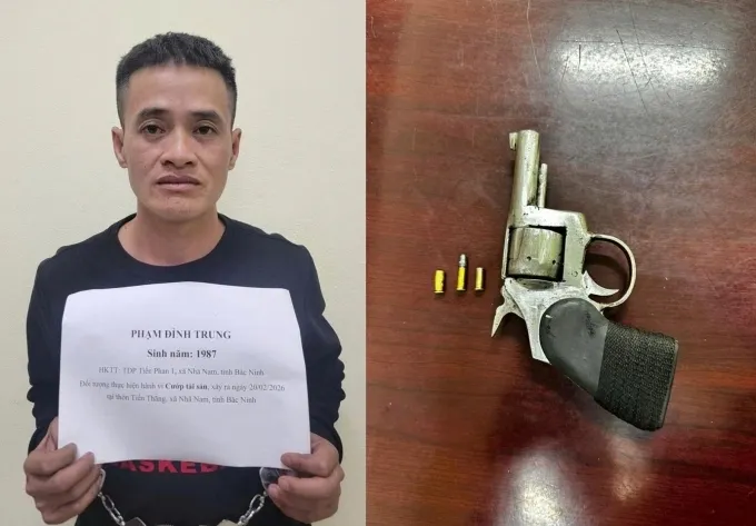 Bắt giữ nghi phạm d&ugrave;ng s&uacute;ng cướp &ocirc;t&ocirc; Vios ở Bắc Ninh- Ảnh 1.