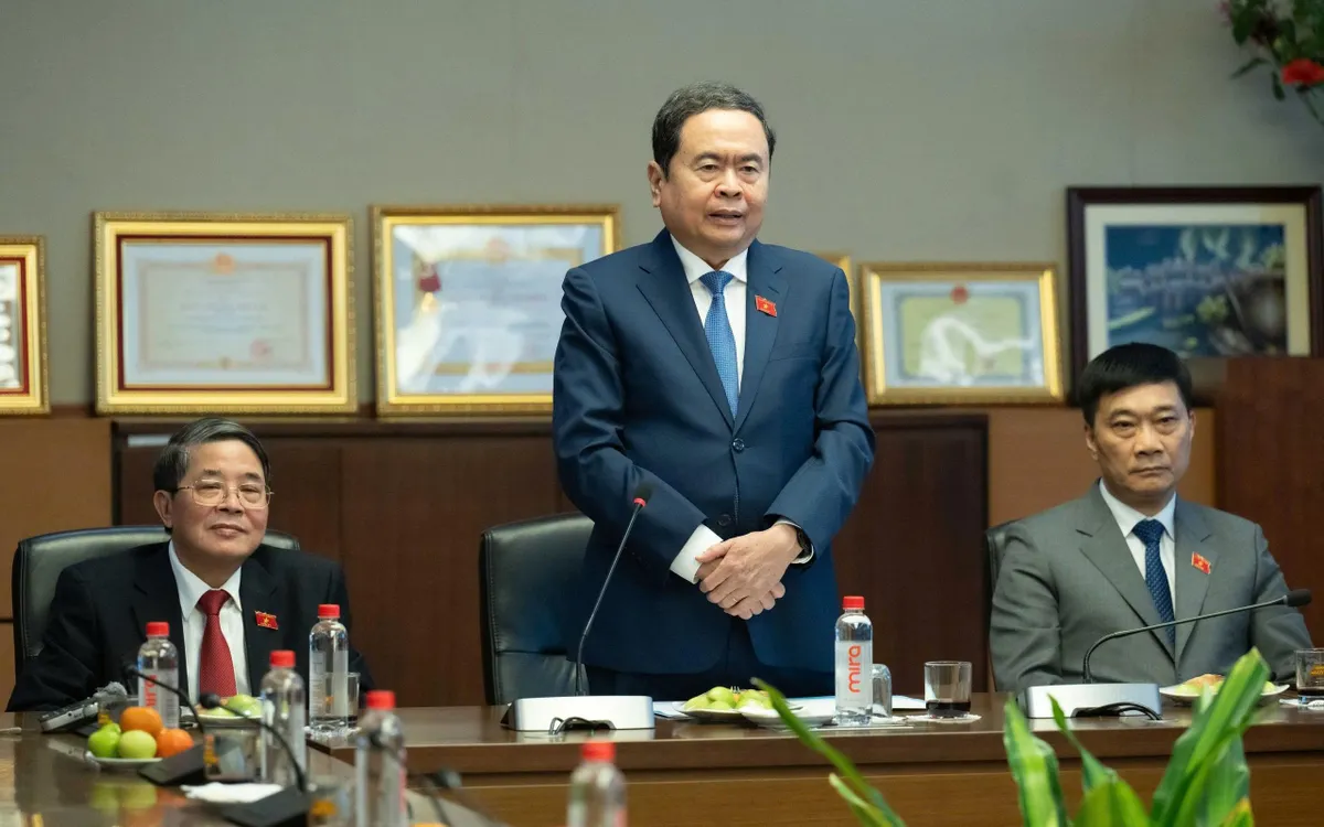 Chủ tịch Quốc hội Trần Thanh Mẫn phát biểu tại cuộc làm việc với Ủy ban Kinh tế và Tài chính. (Ảnh: Quốc hội)