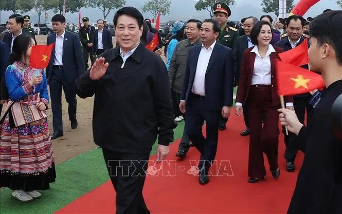 Chủ tịch nước Lương Cường dự Lễ phát động “Tết trồng cây đời đời nhớ ơn Bác Hồ”. Ảnh: Lâm Khánh/TTXVN