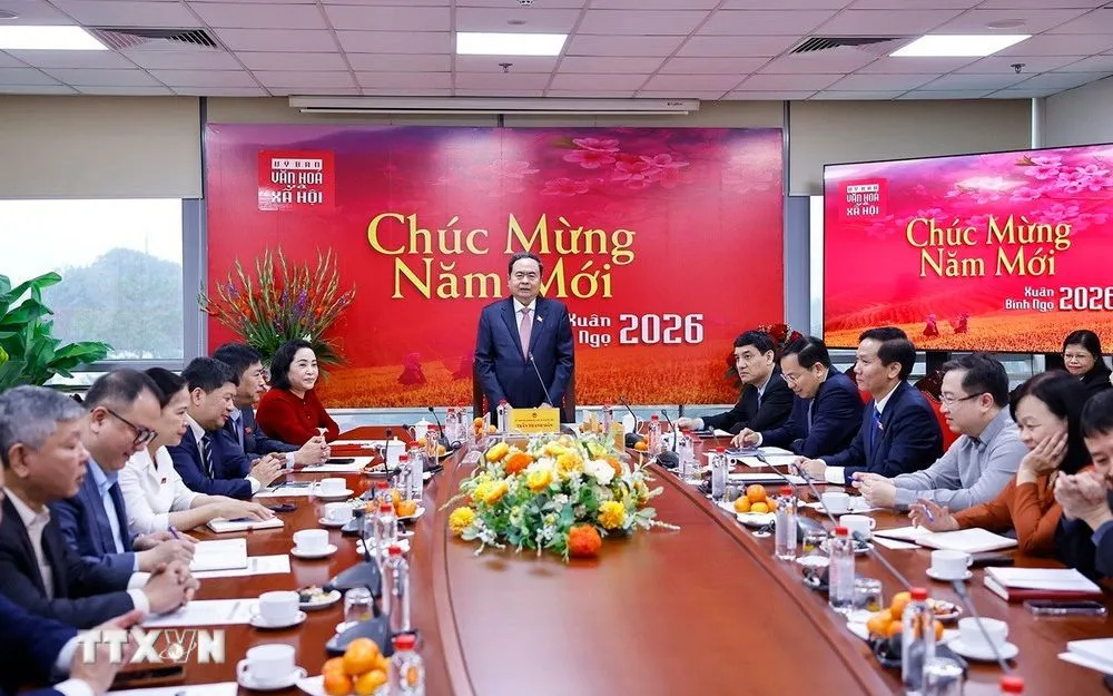 Chủ tịch Quốc hội Trần Thanh Mẫn phát biểu. (Ảnh: TTXVN)