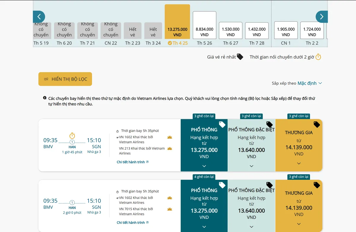 Gi&aacute; v&eacute; m&aacute;y bay H&agrave; Nội - TP Hồ Ch&iacute; Minh tăng vọt sau Tết - Ảnh 3.