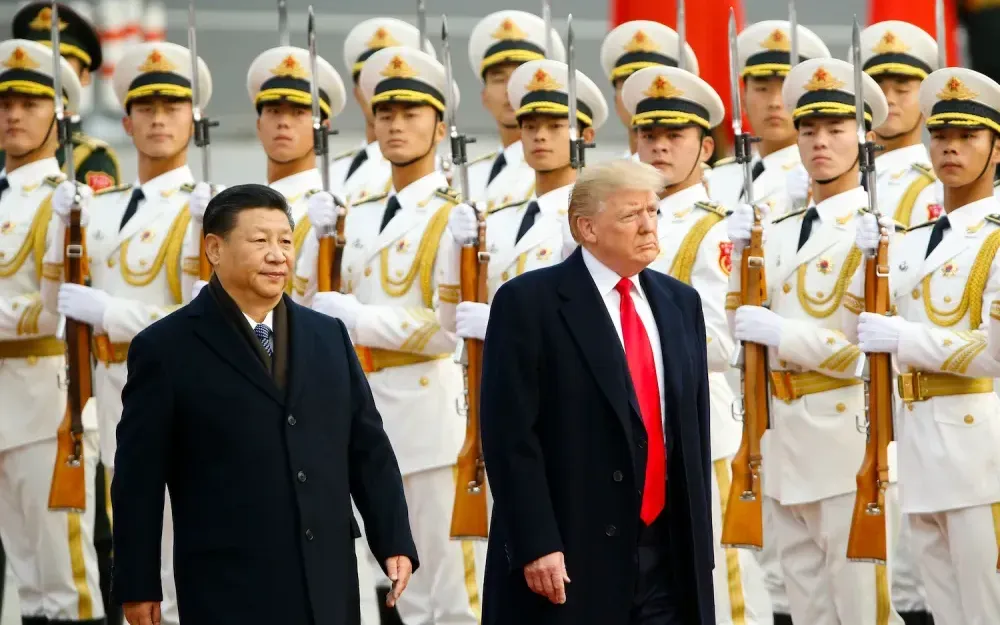 Tổng thống Donald Trump được chào đón long trọng trong chuyến thăm tới Trung Quốc năm 2017. Ảnh: Getty Images.