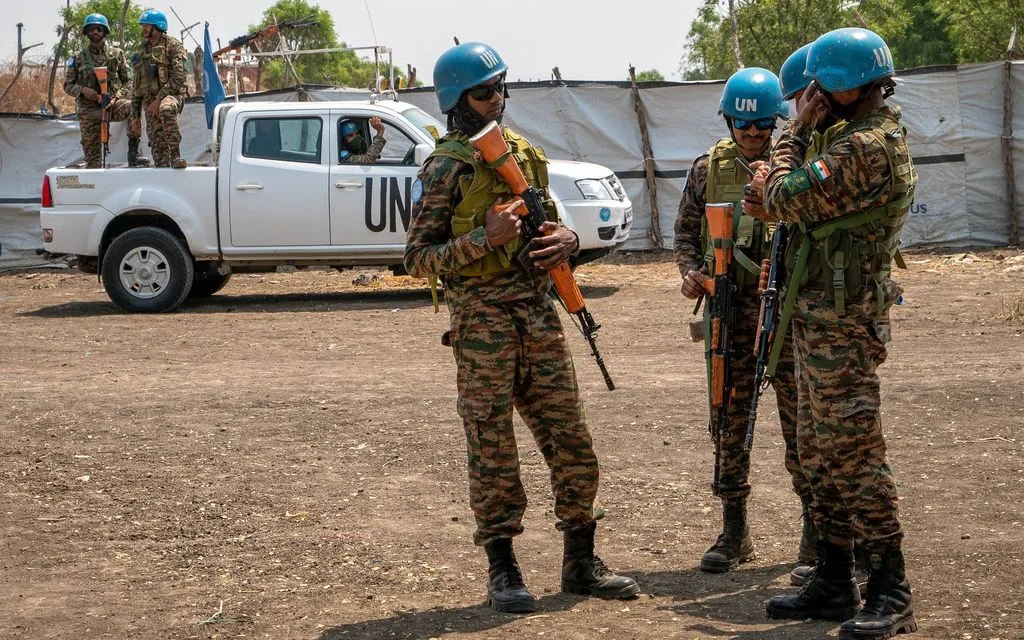 Lực lượng gìn giữ hòa bình Liên hợp quốc tại khu vực đường băng ở Akobo, Nam Sudan, ngày 21/2/2026 (Ảnh: AP)