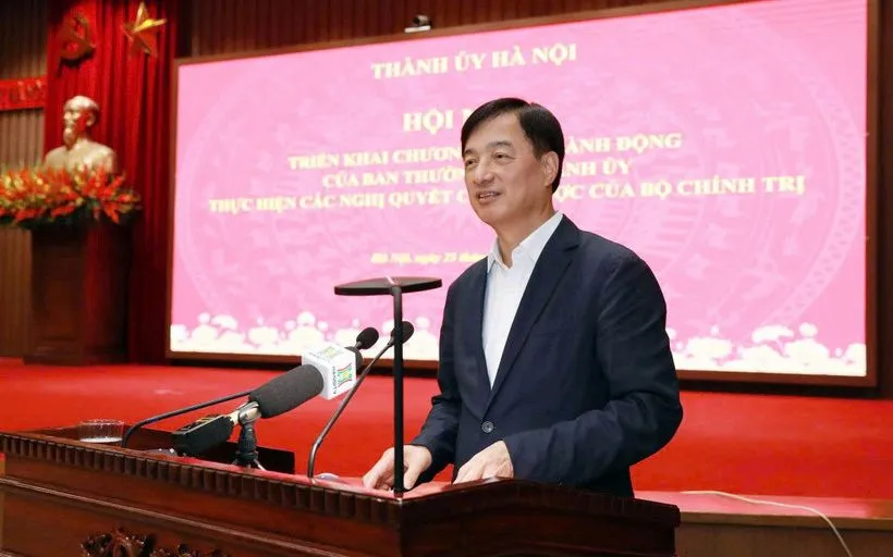 Bí thư Thành ủy Nguyễn Duy Ngọc phát biểu chì đạo tại Hội nghị. (Nguồn: Cổng thông tin điện tử UBND thành phố Hà Nội)